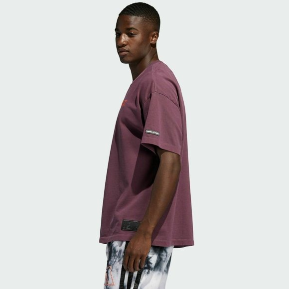 Adidas x Harden x Daniel Patrick Mens T-Shirt Maroon Red FR5636 NEW Sz XXL - Picture 3 of 5